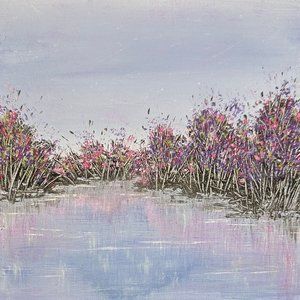 Thinking of Spring - Acrylic Nature Theme Landscape Painting in Size 8 x 8